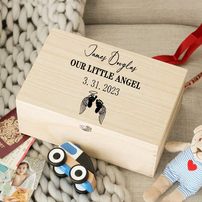 Boîte à Souvenirs en Bois Personnalisée pour Bébé - Cadeau de Naissance - Boîte à Souvenirs Personnalisée pour Nourrisson.