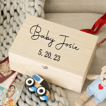 Boîte à Souvenirs en Bois Personnalisée pour Bébé - Cadeau de Naissance - Boîte à Souvenirs Personnalisée pour Nourrisson.