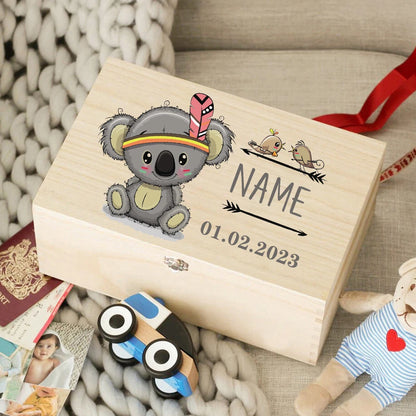 Boîte à Souvenirs en Bois Personnalisée pour Bébé - Cadeau de Naissance - Boîte à Souvenirs Personnalisée pour Nourrisson.