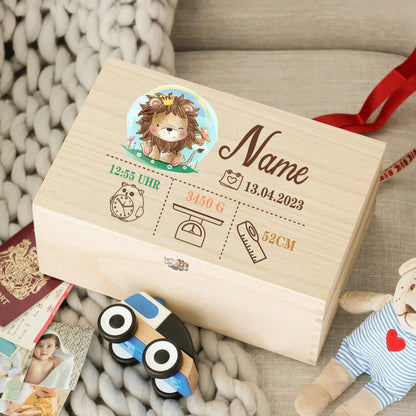Boîte à Souvenirs en Bois Personnalisée pour Bébé - Cadeau de Naissance - Boîte à Souvenirs Personnalisée pour Nourrisson.